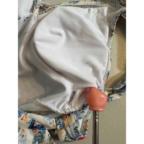 Cupshe swimsuit one piece patterned tie back crochet trim removable lining Sz S - Picture 7 of 7